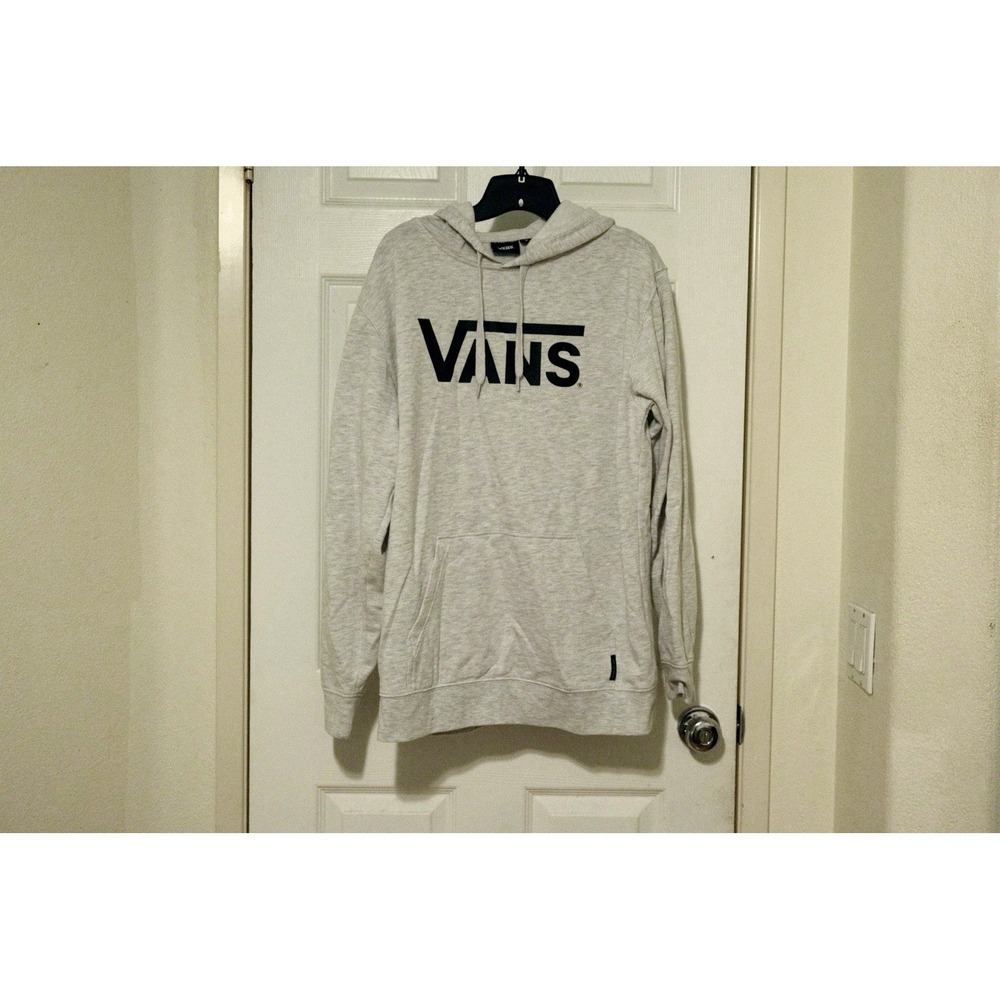 VANS Men's Gray Pullover Hoodie Drawstring Logo Long Sleeve Size M